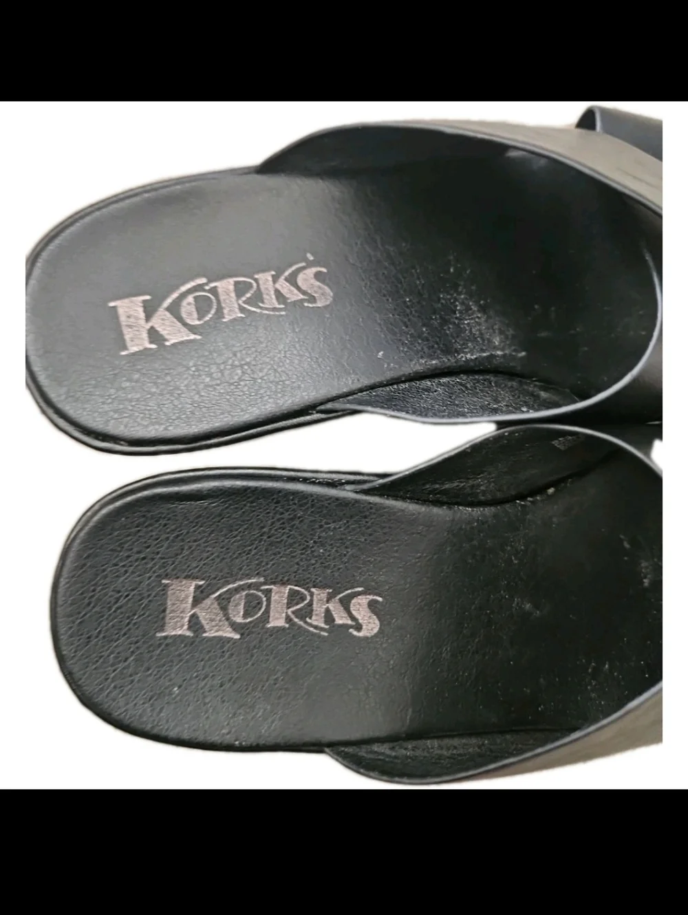 Korks Womens Black Leather Madera Wedge Cross Over Comfort Sandal 8